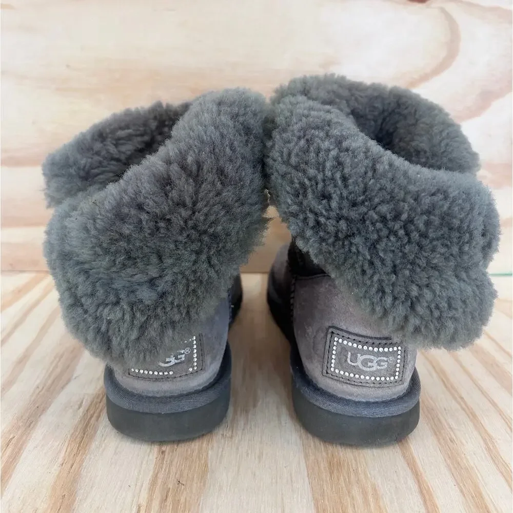UGG Australia - Bailey Button Bling - Boots - Gray - Women's - 6 - S/N 3349